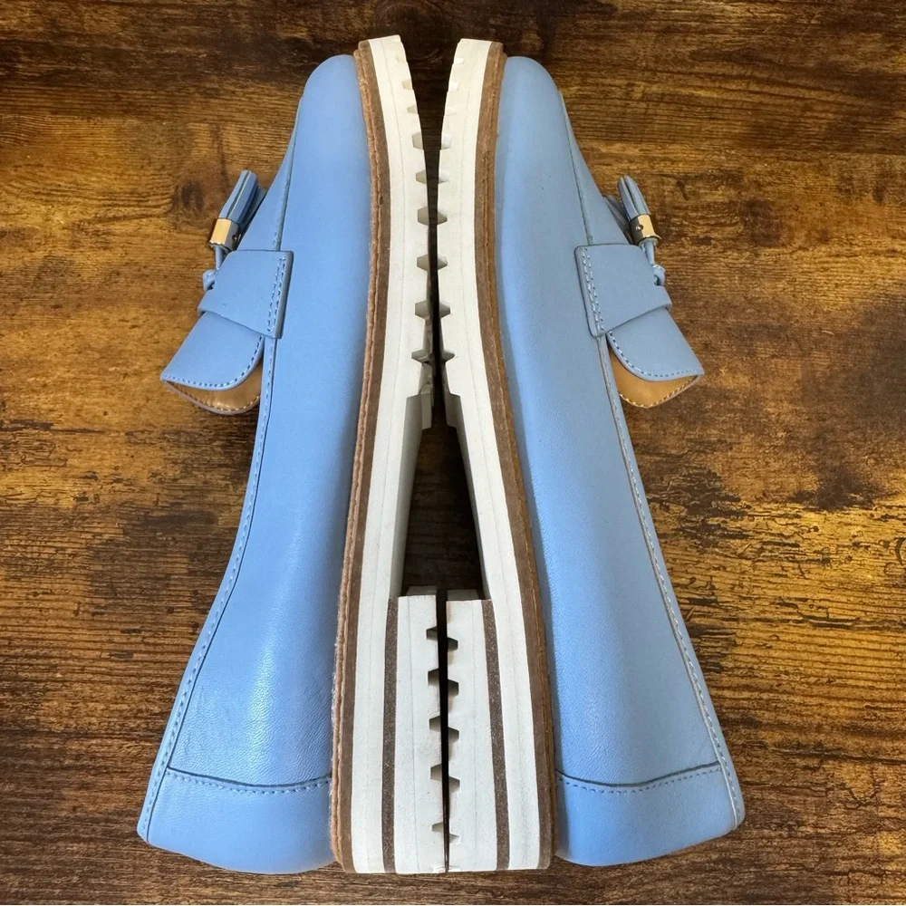 Talbots Tranquil Blue Laura Tassel Soft Napa Leather Loafers Women’s‎ Size 7.5